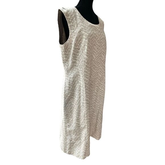 Lafayette 148 New York Neutral Sleeveless Tweed Shift Dress Women's Size 14 - Picture 3 of 9